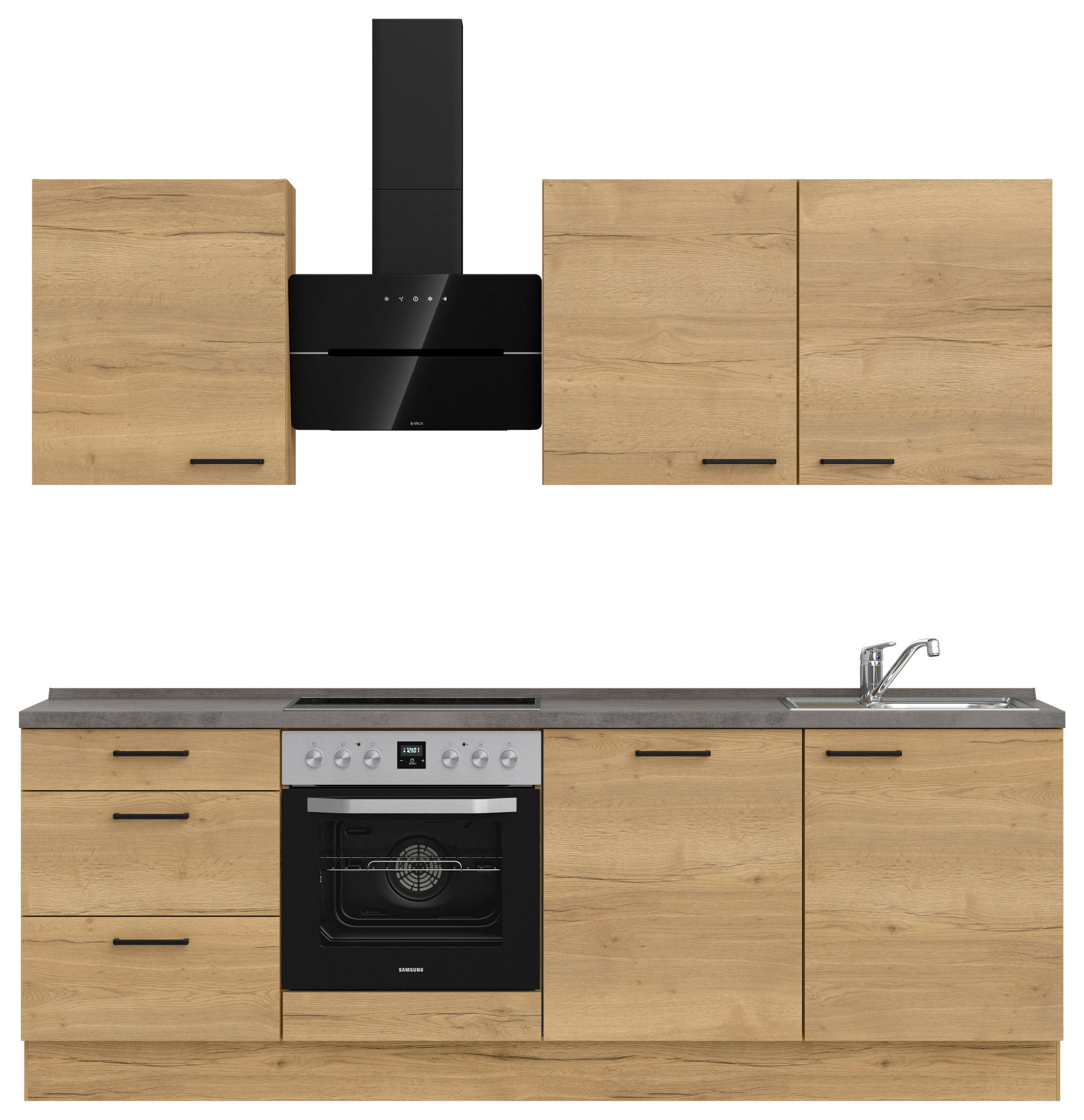KÜCHENBLOCK 240 cm   in Eichefarben, Schieferfarben  - Schieferfarben/Eichefarben, MODERN, Holzwerkstoff/Metall (240cm) - Nobilia