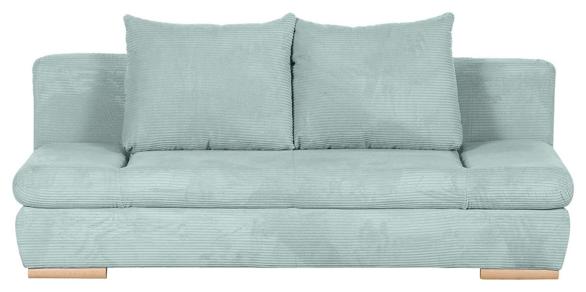 SCHLAFSOFA  mit Rücken echt, Liegefunktion Cord Mintgrün  - Naturfarben/Mintgrün, KONVENTIONELL, Holz/Textil (200/75/92cm) - home24