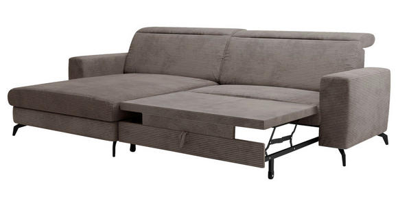 ECKSOFA inkl. Funktion Taupe Cord  - Taupe/Schwarz, KONVENTIONELL, Textil/Metall (178/290cm) - Cantus