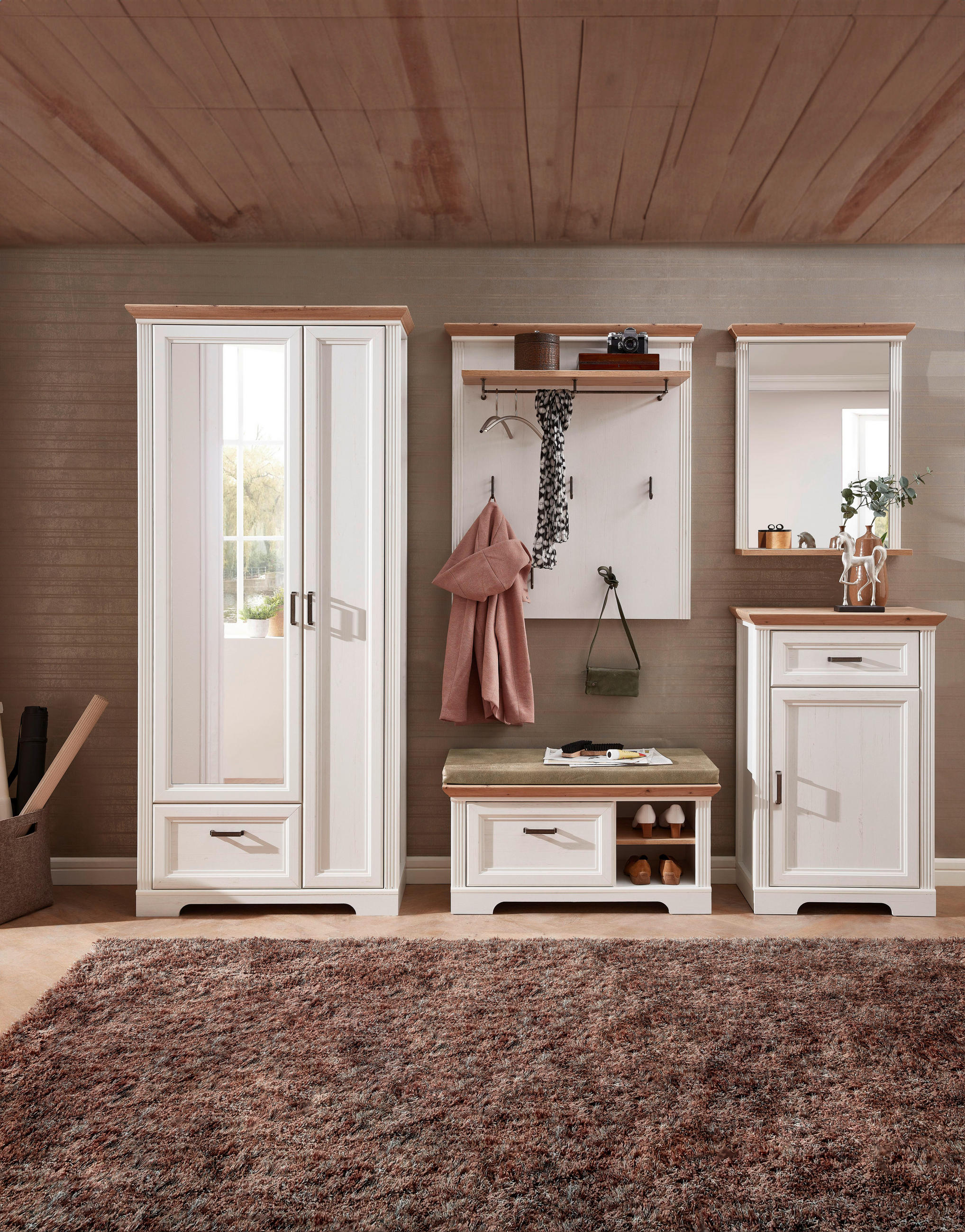 Thumbnail - Landscape Schuhschrank, Eiche, Pinien, Holzwerkstoff, 2 Fächer, 1 Schublade(n) Schubladen, 65x102x41 cm, Beimöbel erhält...