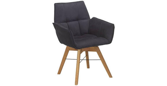 ARMLEHNSTUHL in Holz, Textil Schwarz, Eichefarben - Eichefarben/Schwarz, Design, Holz/Textil (61/87/63cm) - Waldwelt