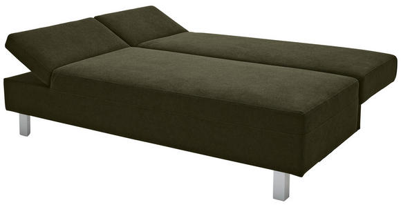 SCHLAFSOFA Flachgewebe Dunkelgrün - Chromfarben/Dunkelgrün, Design, Holz/Textil (205/77-93/99cm) - Novel