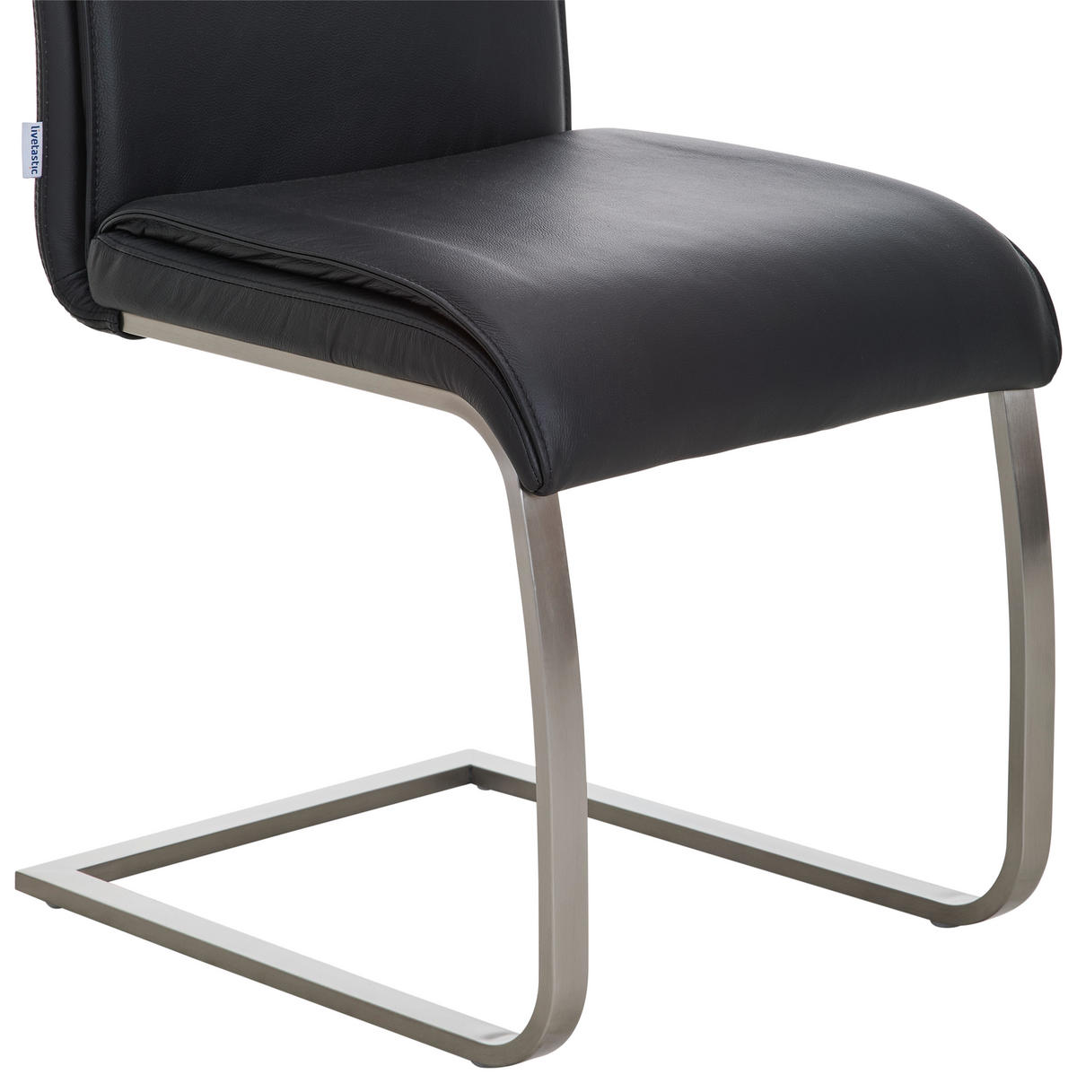 SCHWINGSTUHL  in Edelstahl Echtleder pigmentiert  - Edelstahlfarben/Schwarz, Design, Leder/Metall (46/99/62cm) - Livetastic
