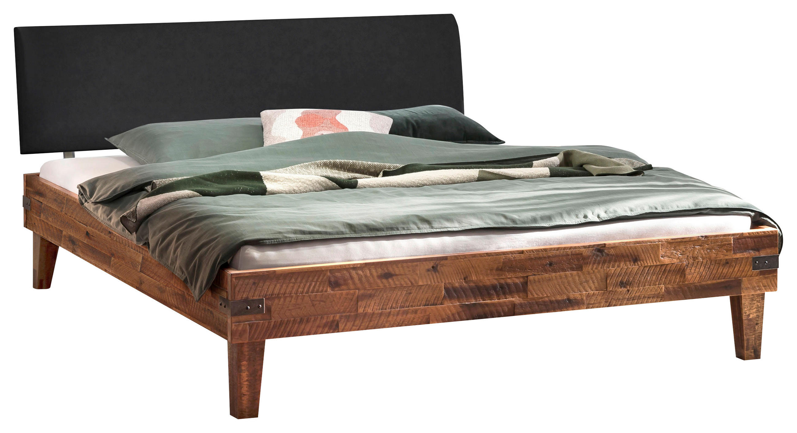 BETT 100/200 cm  in Anthrazit, Braun, Akaziefarben  - Anthrazit/Schwarz, Design, Holz (100/200cm) - Hasena