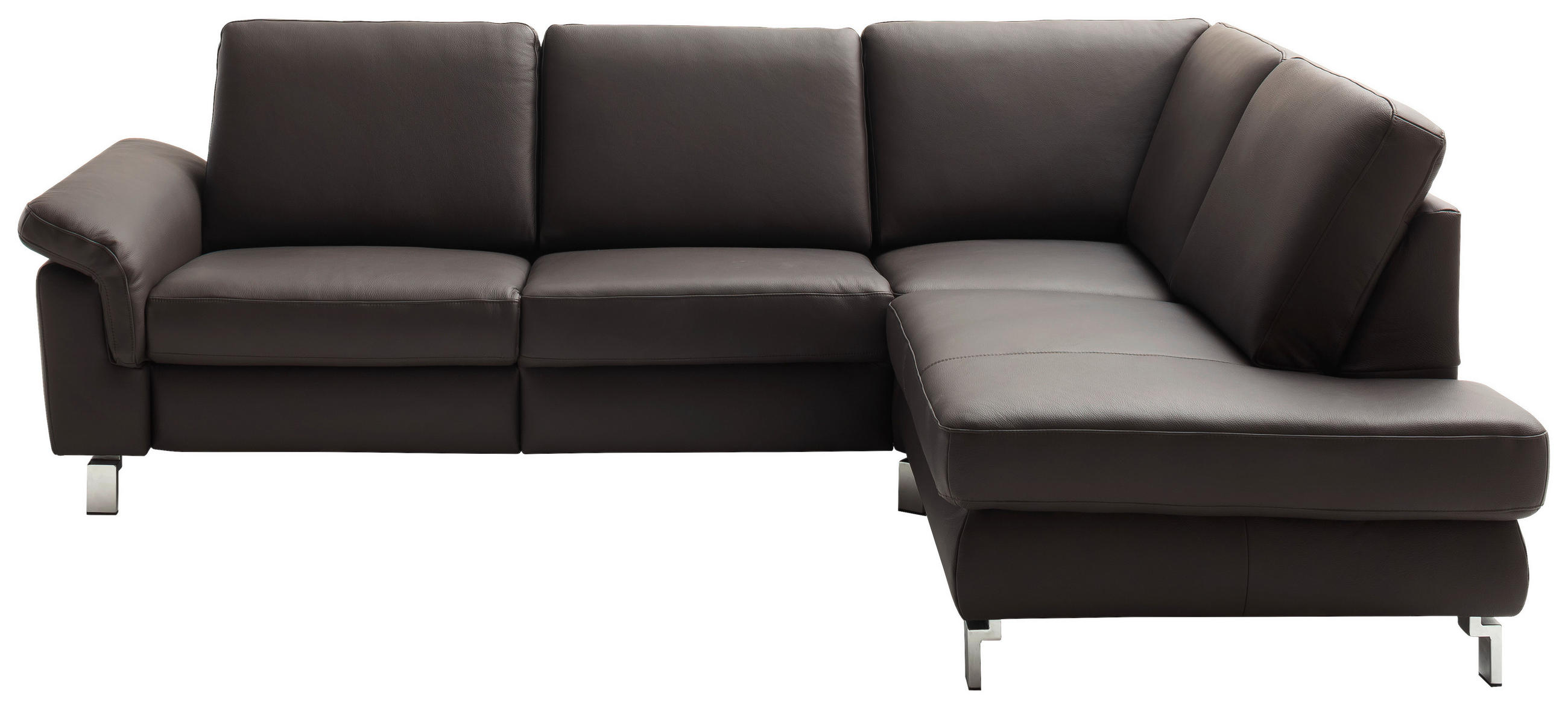 ECKSOFA in Echtleder Braun  - Chromfarben/Braun, Design, Leder/Metall (271/200cm) - Pure Home Lifestyle
