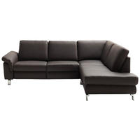 ECKSOFA Braun Echtleder  - Chromfarben/Braun, Design, Leder/Metall (271/200cm) - Pure Home Lifestyle