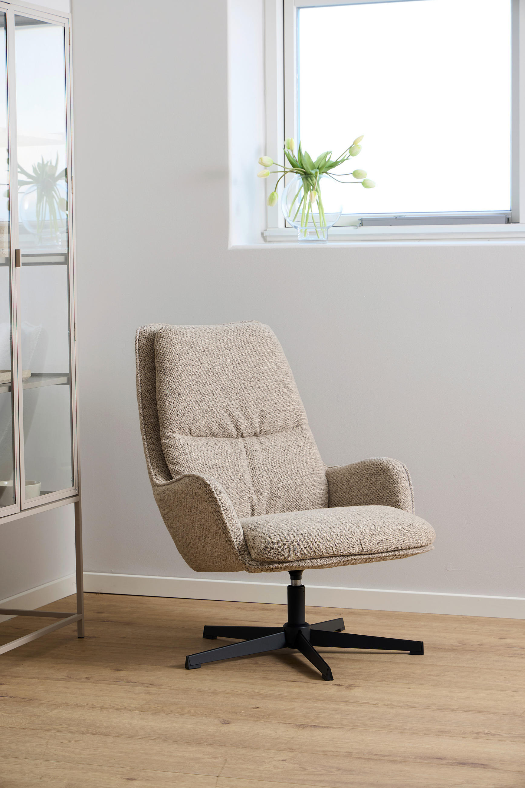 SESSEL in Bouclé Schwarz, Beige  - Beige/Schwarz, MODERN, Textil/Metall (72/93/84cm) - Livetastic