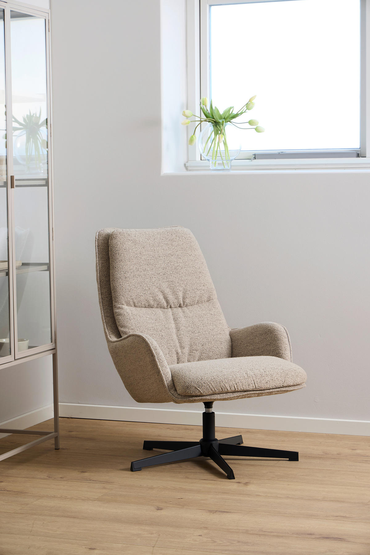 SESSEL in Bouclé Schwarz, Beige  - Beige/Schwarz, MODERN, Textil/Metall (72/93/84cm) - Livetastic