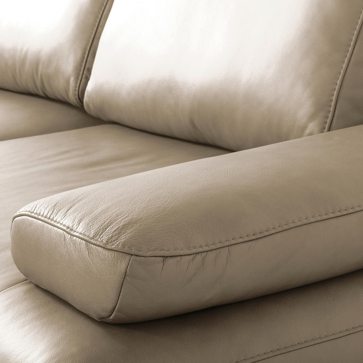 ECKSOFA  in Echtleder Creme  237/306 cm  - Creme/Schwarz, Design, Leder/Metall (237/306cm) - Livetastic