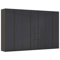 DREHTÜRENSCHRANK 350/223/60 cm,  in Graphitfarben, 7-türig  - Graphitfarben, Basics, Glas/Holzwerkstoff (350/223/60cm) - Novel
