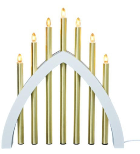 ADVENTSLJUSSTAKE  - vit/mässingsfärgad, Klassisk, trä/plast (8/48,5/32cm) - Best Price