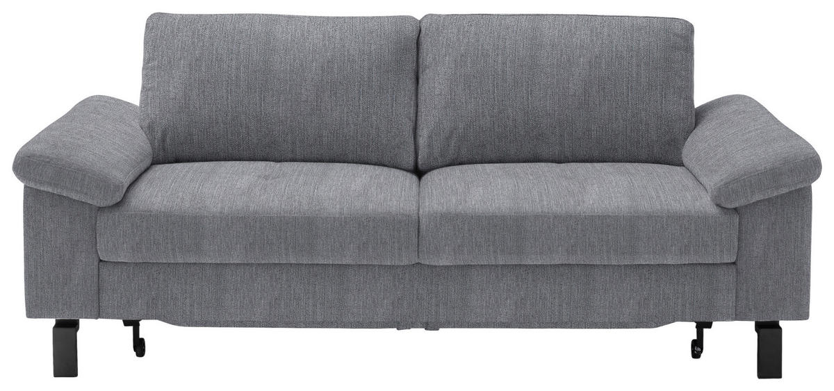 2,5-SITZER in Velours Grau  - Schwarz/Grau, Design, Textil/Metall (206/86/97cm) - Pure Home Lifestyle