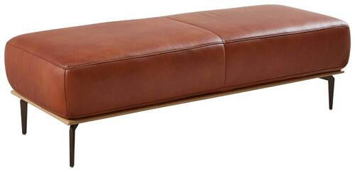 HOCKER Echtleder Eiche Cognac  - Cognac/Bronzefarben, Design, Leder/Holz (151/44/61cm) - Valnatura