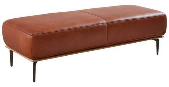 HOCKER Echtleder Braun  - Bronzefarben/Braun, Design, Leder/Metall (151/44/61cm) - Valnatura