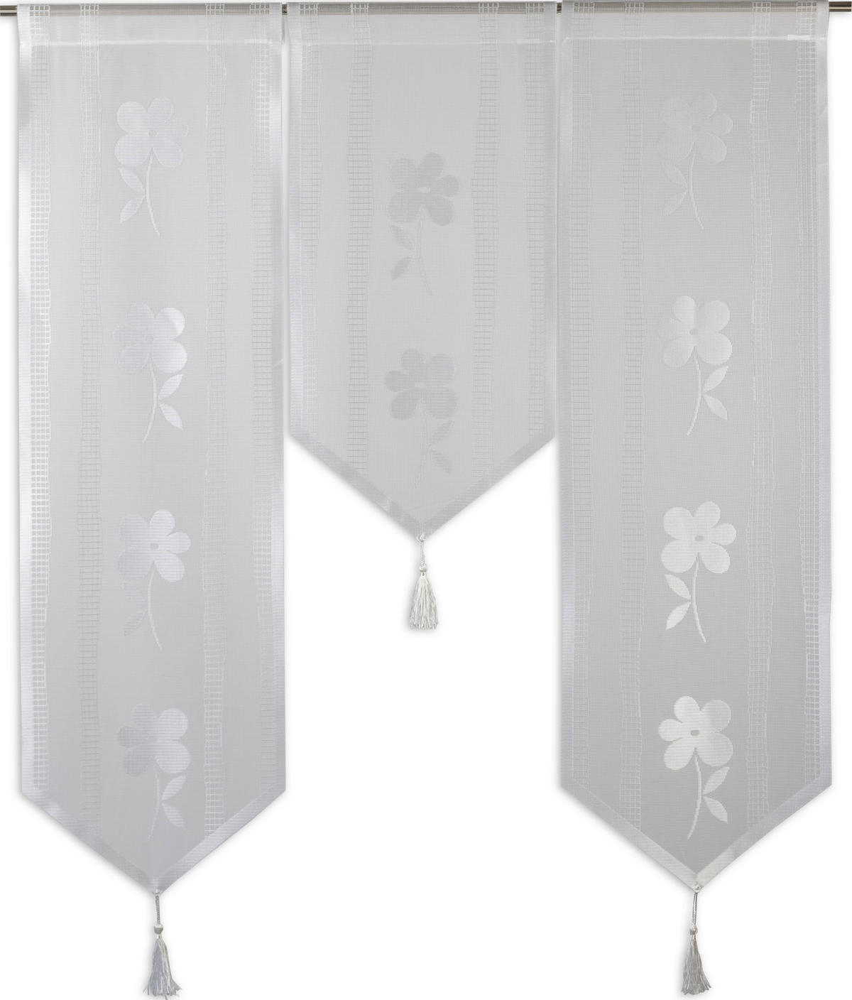 KURZGARDINEN 3ER SET   90/100 cm   - Weiß, Basics, Textil (90/100cm)