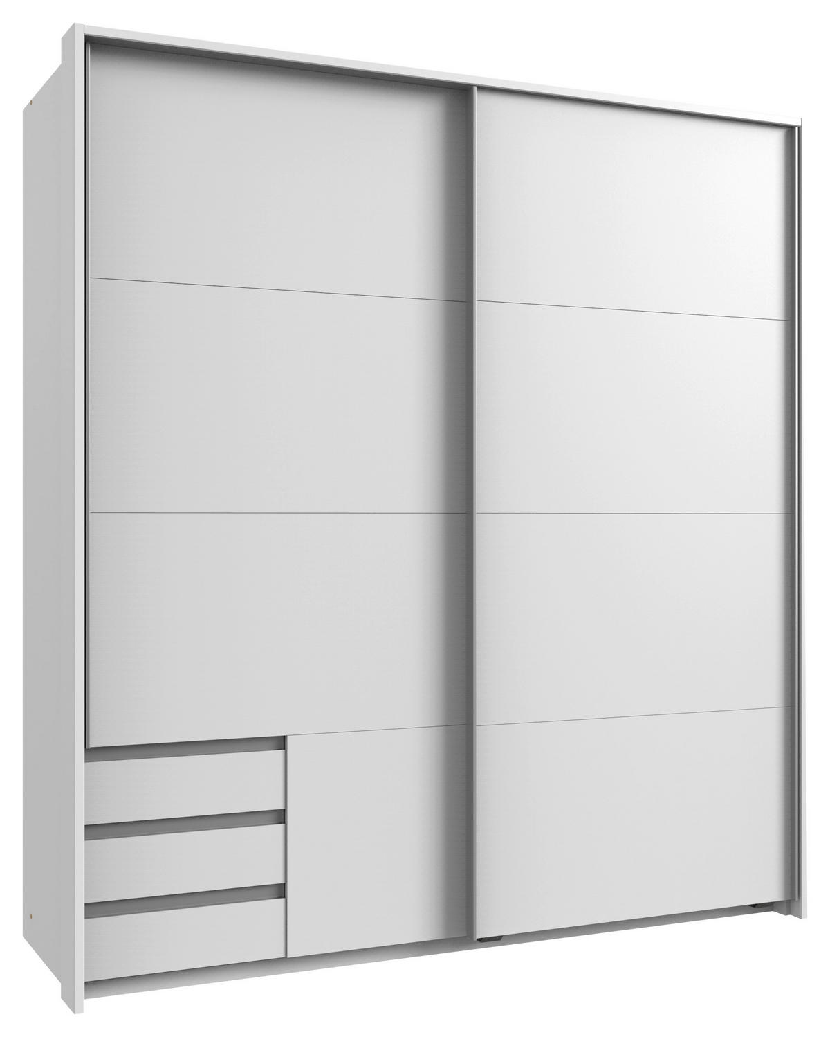 SCHWEBETÜRENSCHRANK 179/198/64 cm 2-türig Weiß  - Alufarben/Weiß, Design, Holzwerkstoff/Metall (179/198/64cm) - Boxxx