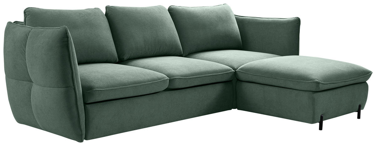 ECKSOFA in Grün  - Schwarz/Grün, MODERN, Textil/Metall (262/178cm) - MID.YOU