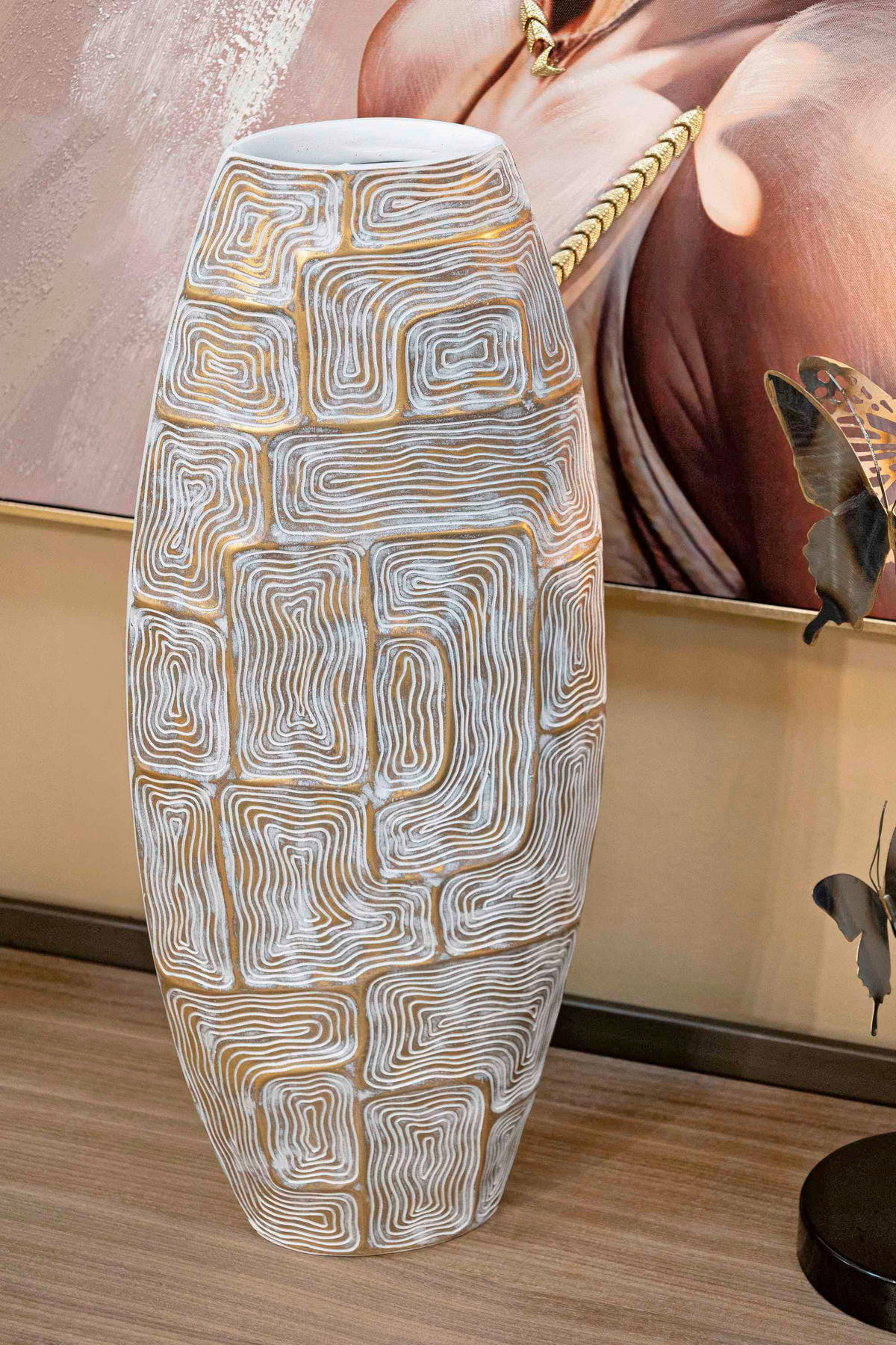 Vase Eclips Tower  - Goldfarben/Weiß, Basics, Kunststoff (24.5/59.5/11.5cm)