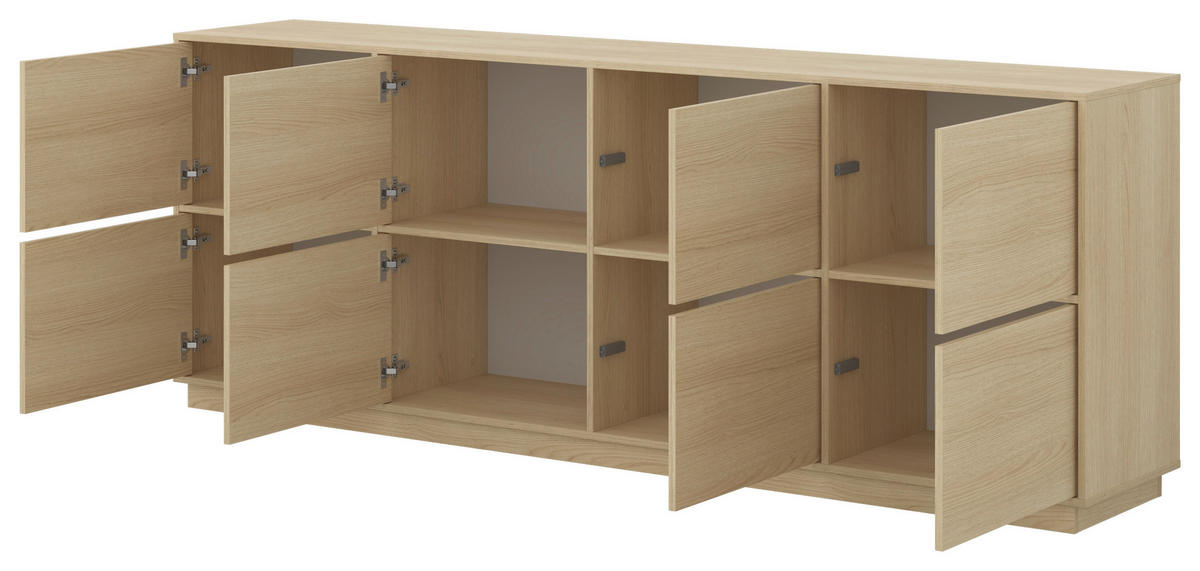 ŠIROKÁ KOMODA, barvy dubu, 220,5/82,5/41,5 cm - barvy dubu, Design, kompozitní dřevo (220,5/82,5/41,5cm) - MID.YOU