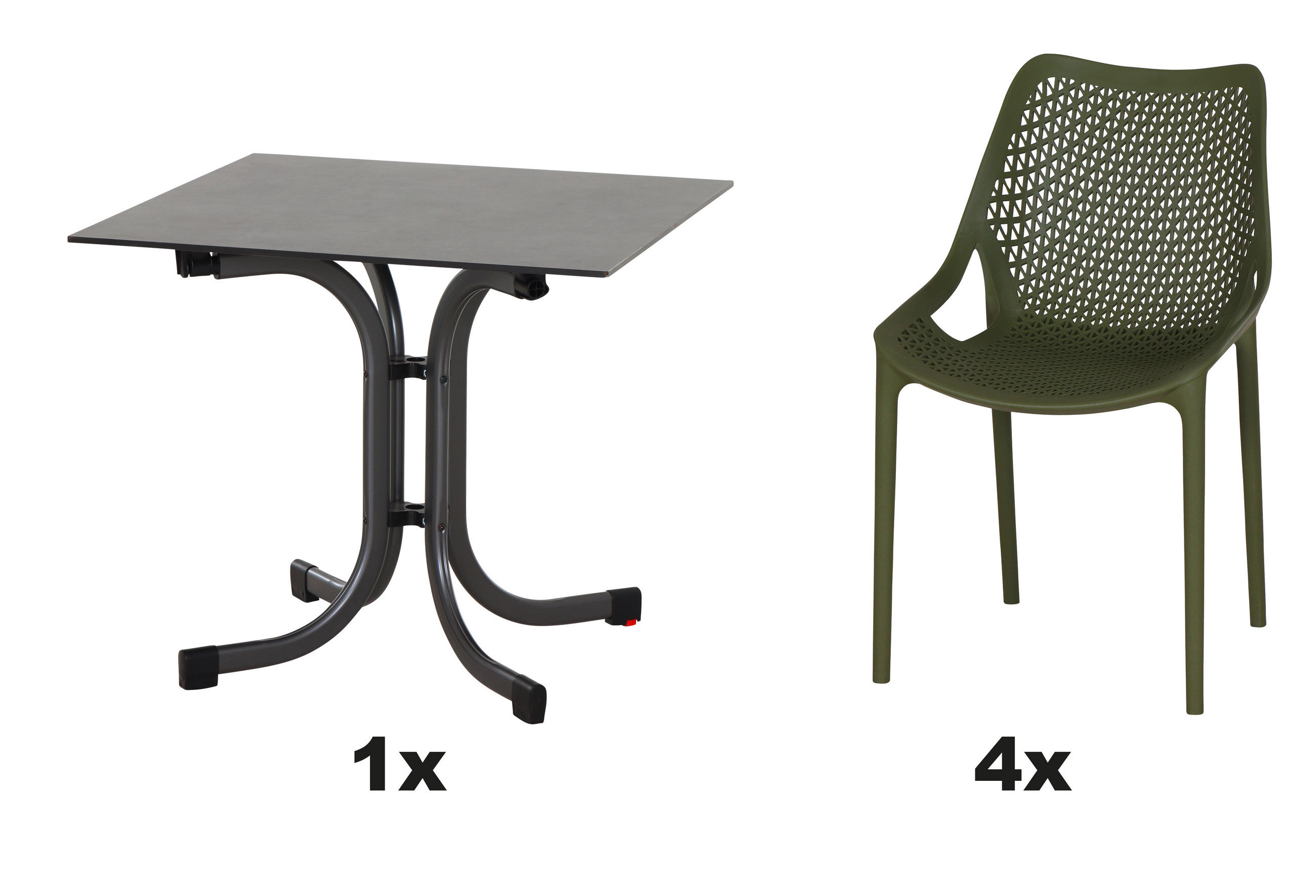 GARTENGARNITUR 5-teilig Stahl  - Anthrazit/Grün, Basics, Kunststoff/Metall (80/81/80cm) - Siena Garden