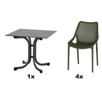 GARTENGARNITUR 5-teilig Stahl  - Anthrazit/Grün, Basics, Kunststoff/Metall (80/81/80cm) - Siena Garden