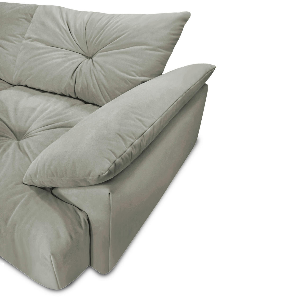 BIGSOFA Webstoff Hellgrau  - Hellgrau/Schwarz, KONVENTIONELL, Kunststoff/Textil (243/90,5/130cm) - Ambia Home