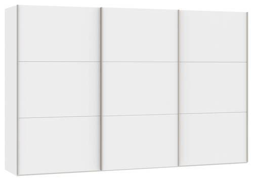 SCHWEBETÜRENSCHRANK 303/195/65 cm 3-türig Weiß  - Edelstahlfarben/Weiß, Design, Holzwerkstoff (303/195/65cm) - Boxxx
