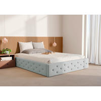 POLSTERBETT 120/200 cm,  in Hellgrau, Lattenrost, Bettkasten,  - Hellgrau/Schwarz, Design, Holz/Textil (120/200cm) - Chameo