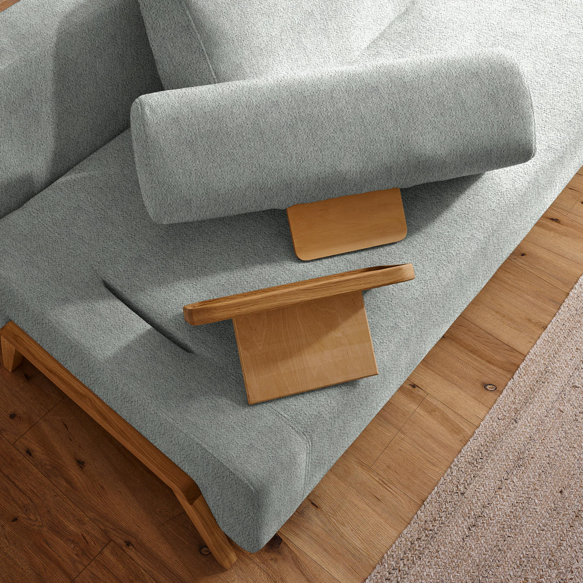 SCHLAFSOFA in Holz, Textil Silberfarben  - Silberfarben/Naturfarben, Design, Holz/Textil (211/88/102cm) - Niels Andersson