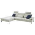 ECKSOFA in Echtleder Silberfarben  - Silberfarben/Schwarz, Design, Leder/Metall (195/308cm) - Dieter Knoll