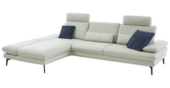 ECKSOFA in Echtleder Silberfarben  - Silberfarben/Schwarz, Design, Leder/Metall (195/308cm) - Dieter Knoll