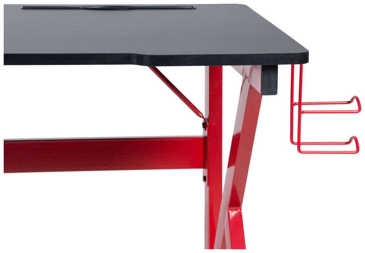 GAMINGTISCH Rot, Schwarz  - Rot/Schwarz, MODERN, Holzwerkstoff/Metall (120/60/75cm) - Boxxx