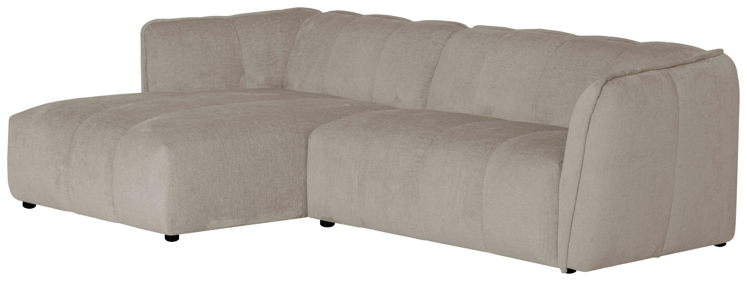 ECKSOFA LIVOLI in Chenille Creme  160/246 cm  - Creme/Schwarz, Design, Textil (160/246cm) - MID.YOU