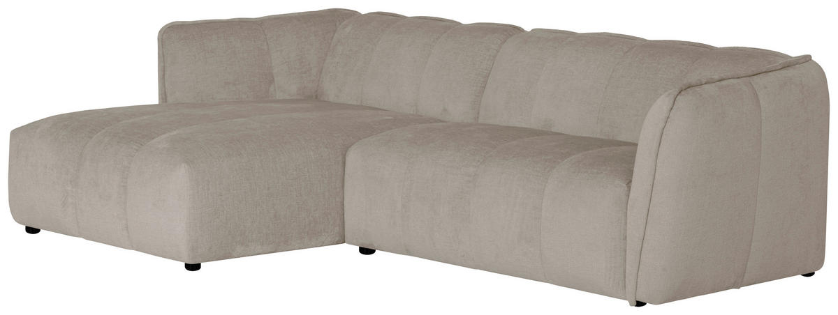 ECKSOFA LIVOLI in Chenille Creme  160/246 cm  - Creme/Schwarz, Design, Textil (160/246cm) - MID.YOU