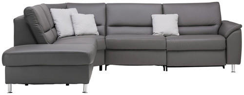 ECKSOFA in Echtleder Grau  - Alufarben/Grau, Basics, Leder/Metall (249/290cm) - Beldomo Premium