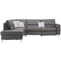 ECKSOFA in Echtleder Grau  - Alufarben/Grau, Basics, Leder/Metall (249/290cm) - Beldomo Premium