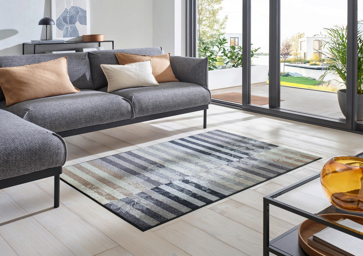 FLACHWEBETEPPICH 115/175 cm Botanica Shadow Grau  - Grau, Design, Kunststoff/Textil (115/175cm) - wash+dry