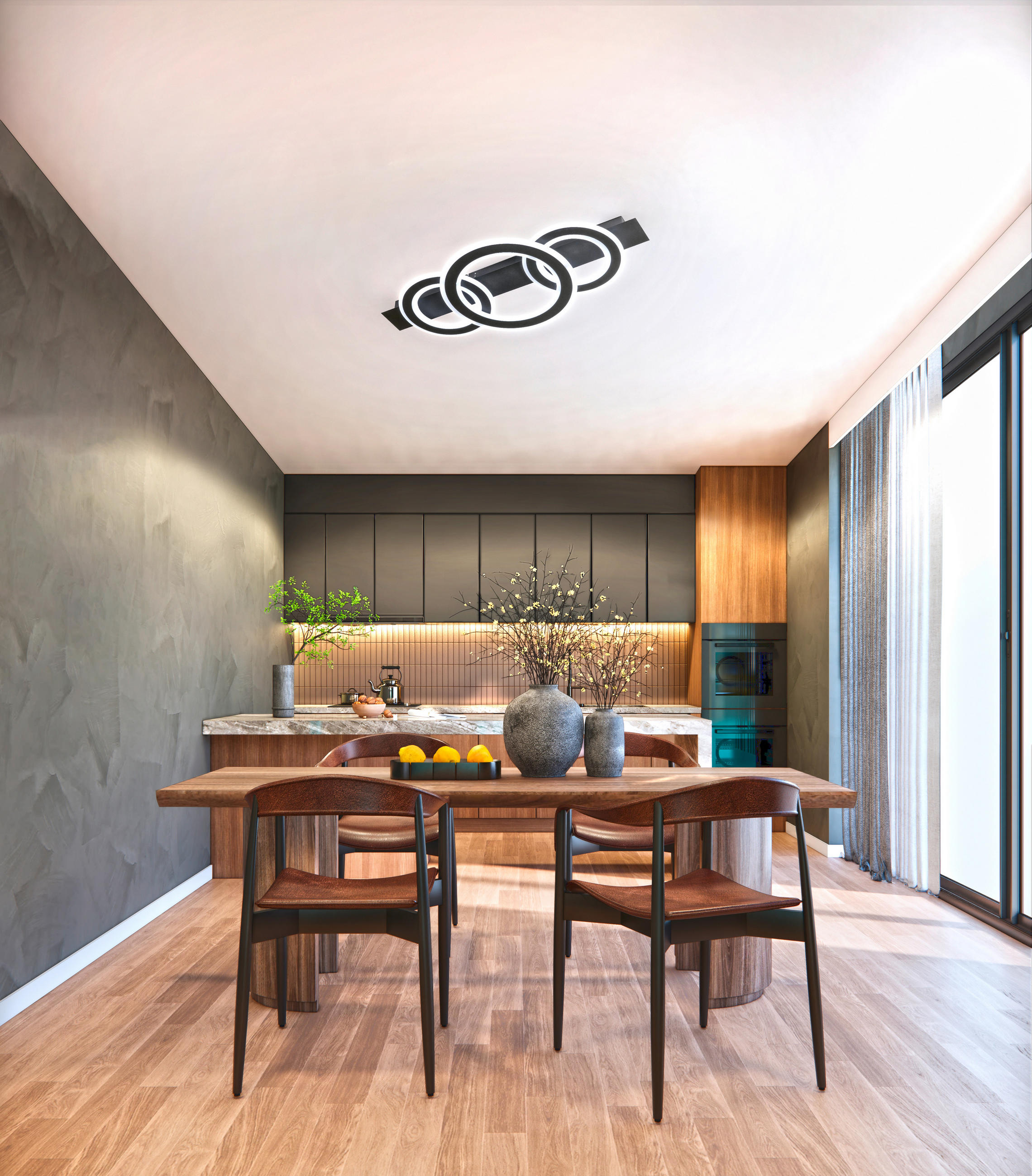 LED-DECKENLEUCHTE Circle 76,5/36/8 cm   - Schwarz/Weiß, Design, Metall (76,5/36/8cm) - Fischer & Honsel