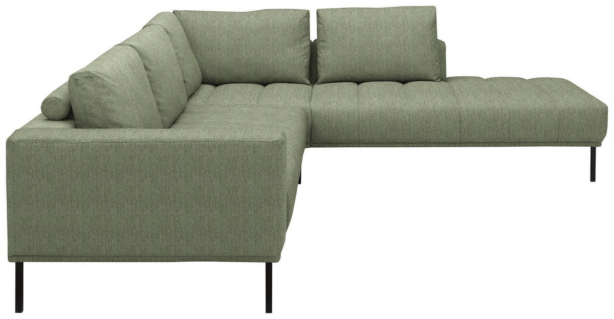 ECKSOFA  in Flachgewebe Olivgrün  308/270 cm  - Schwarz/Olivgrün, Design, Textil/Metall (308/270cm) - Pure Home Lifestyle