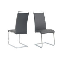 STOLSET 2 styck läderimitation  - silver/grå, Design, metall/textil (42/101/58cm) - Livetastic