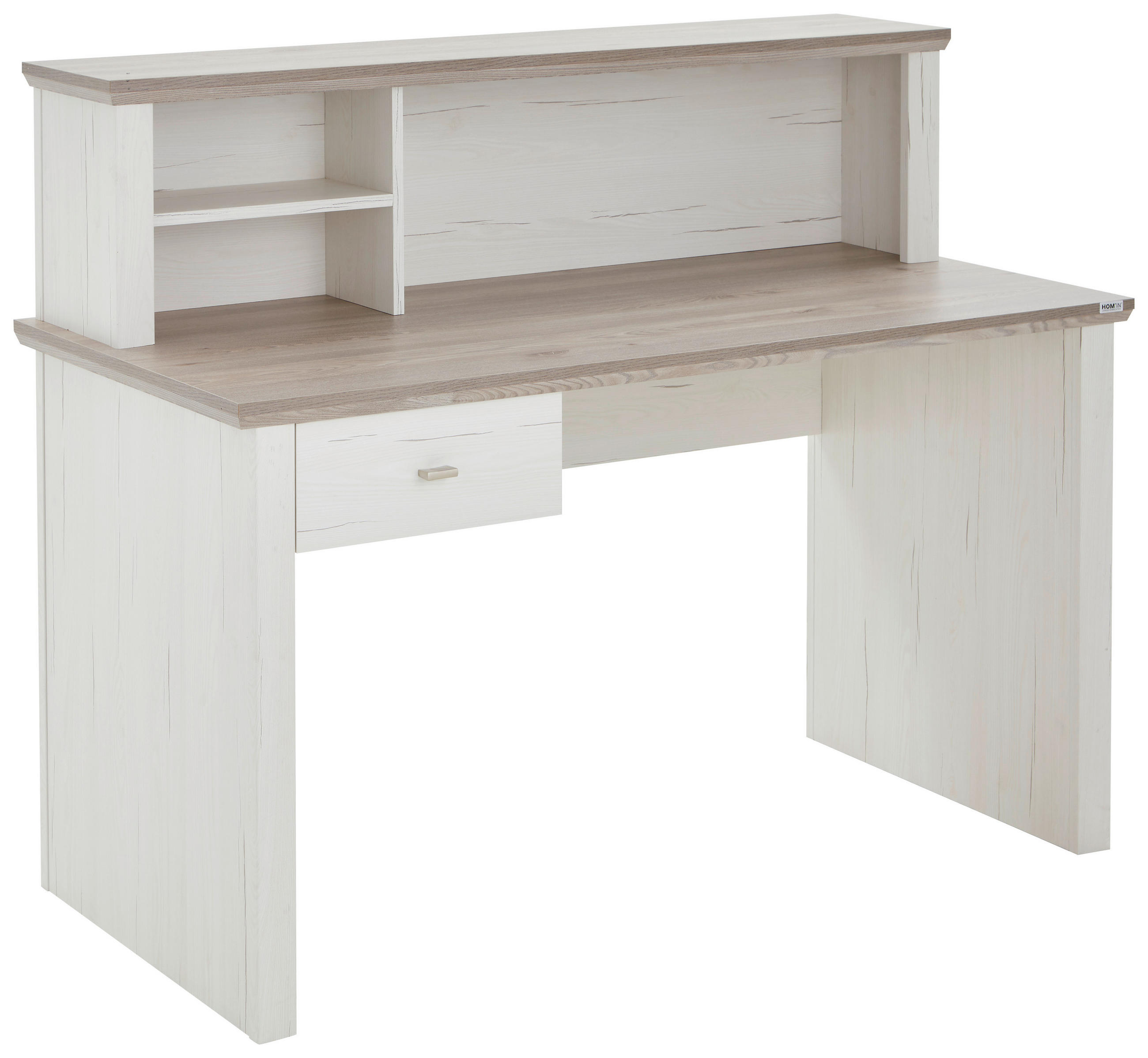 ÍRÓSZEKRÉNY 138/110/65 cm  - nikkelszínű/fehér, Design, faalapú anyag/fém (138/110/65cm) - Hom`in