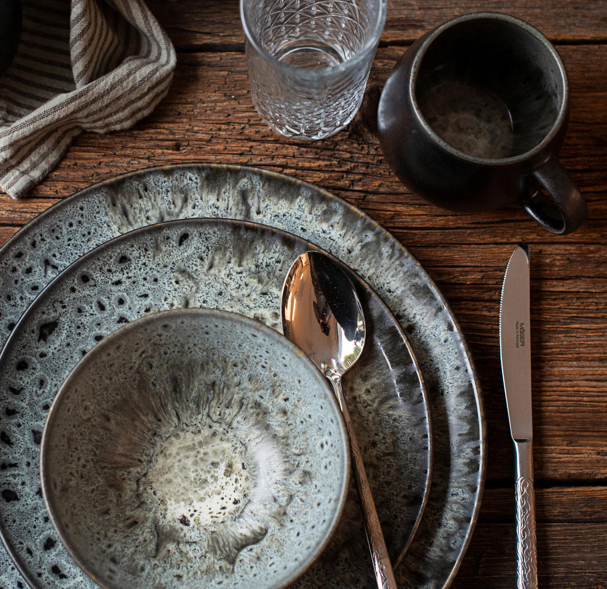 FRÜHSTÜCKSSET Carellia 12-teilig  - Grau, Trend, Keramik - Mäser