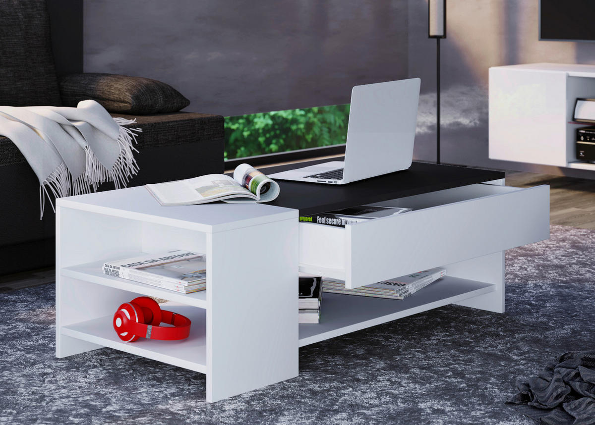 COUCHTISCH in Holzwerkstoff 100/50/35 cm  - Weiss/Schwarz, Basics, Holzwerkstoff (100/50/35cm) - MID.YOU