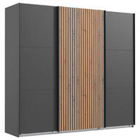 GARDEROB MED SKJUTDÖRRAR 300/216/65 cm 3-dörrar - grafitfärgad/svart, Modern, metall/trämaterial (300/216/65cm) - MID.YOU