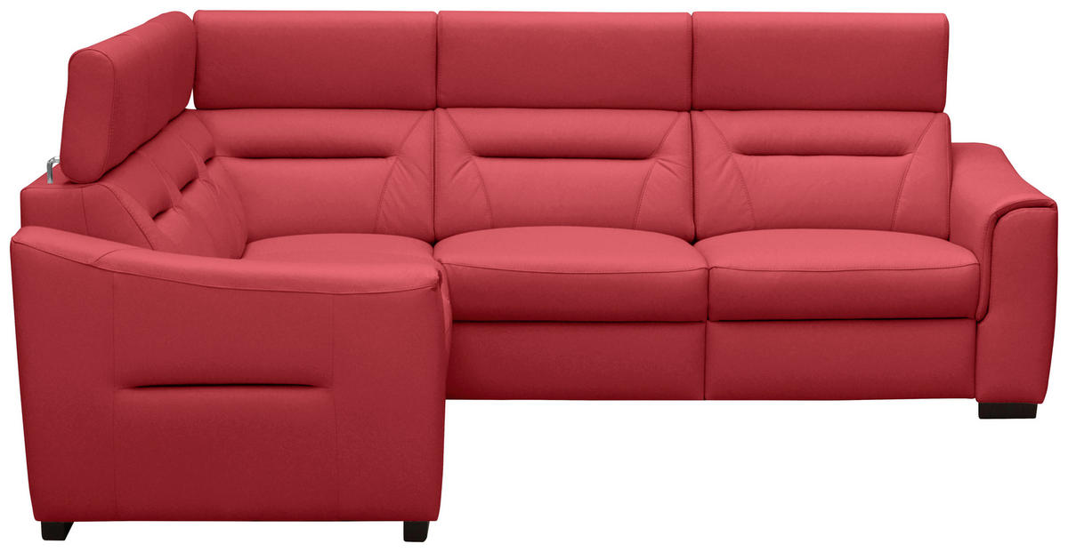 ECKSOFA Lederlook Echtleder Rot  - Wengefarben/Rot, Design, Leder/Holz (260/260cm) - Celina Home