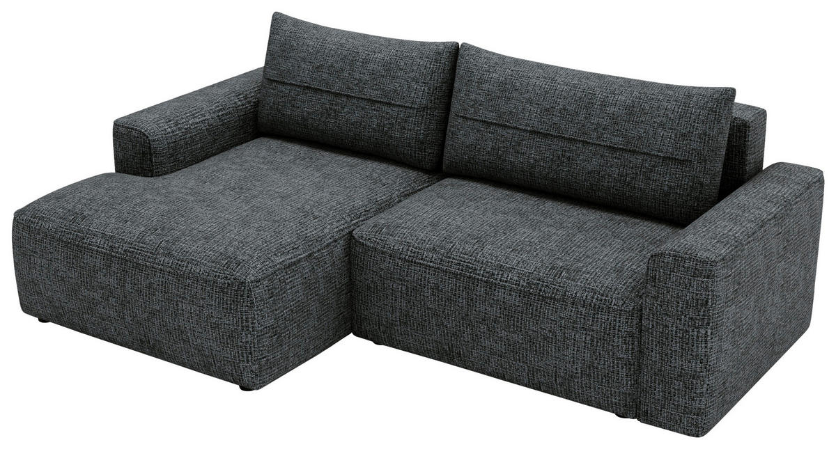 ECKSOFA in Chenille Anthrazit  - Anthrazit/Schwarz, Design, Kunststoff/Textil (144/233cm) - Livetastic
