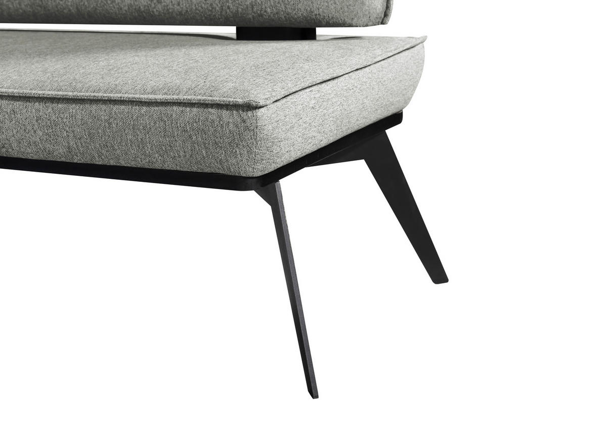 SITZBANK 153/90/65 cm Webstoff Schwarz, Hellgrau Buche massiv  - Hellgrau/Schwarz, Basics, Holz/Textil (153/90/65cm) - Carryhome