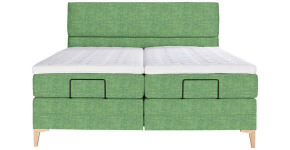 BOXSPRINGBETT 160/200 cm  in Grün  - Eichefarben/Grün, KONVENTIONELL, Holz/Textil (160/200cm) - Voleo