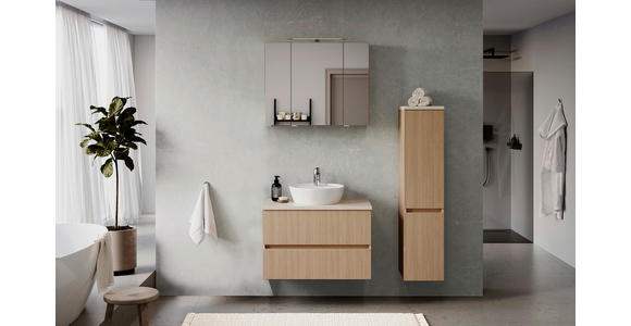 WASCHTISCHKOMBI 80 cm  - Sandfarben/Eichefarben, KONVENTIONELL, Keramik/Holzwerkstoff (80cm) - Xora