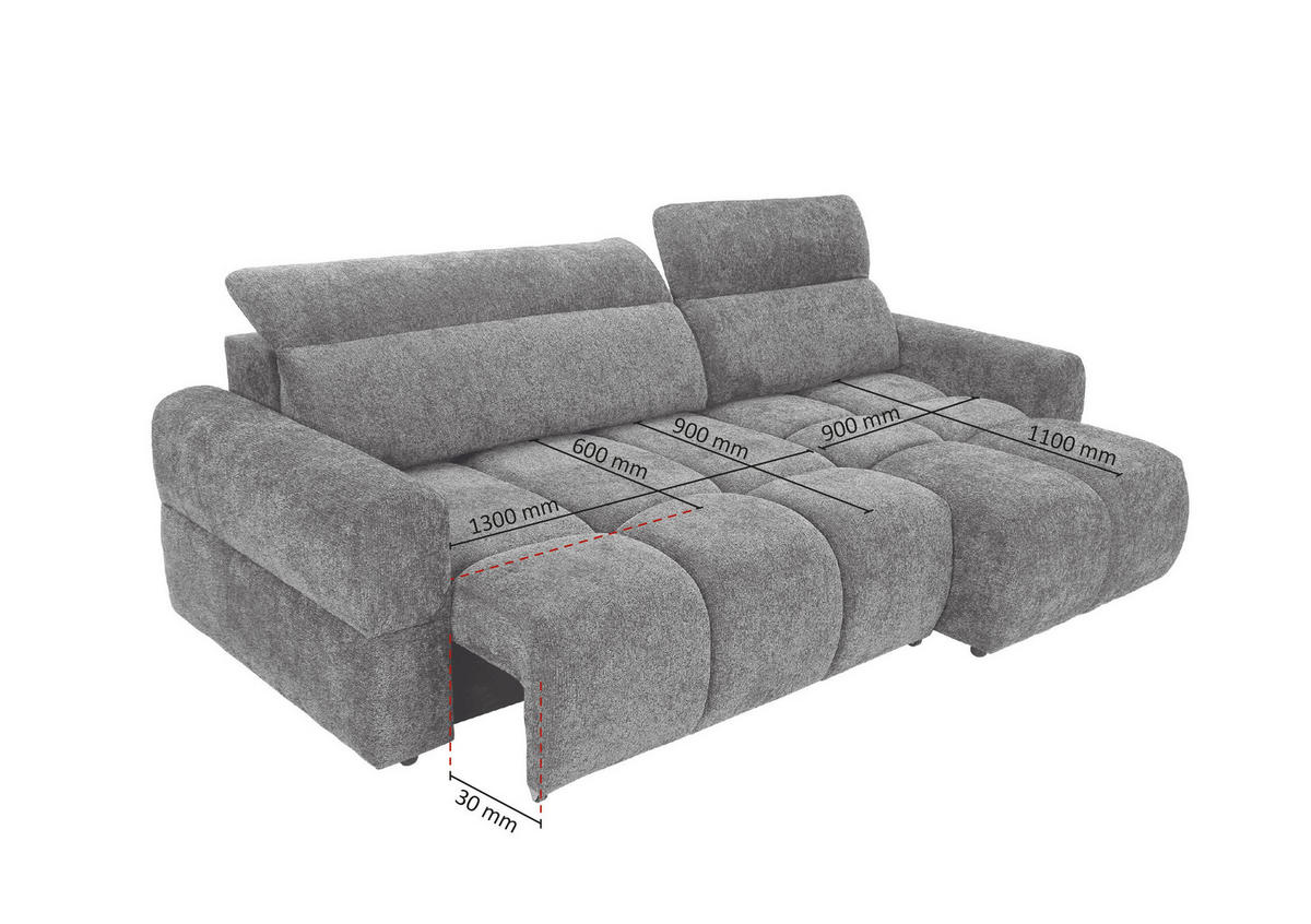 ECKSOFA Beige Chenille Bettkasten, Rücken echt, Kopfteilverstellung, Sitztiefenverstellung  - Beige/Schwarz, MODERN, Kunststoff/Textil (268/165cm) - Carryhome